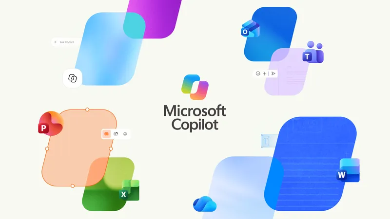 The updated Microsoft Copilot icon surrounded by colorful blocks.