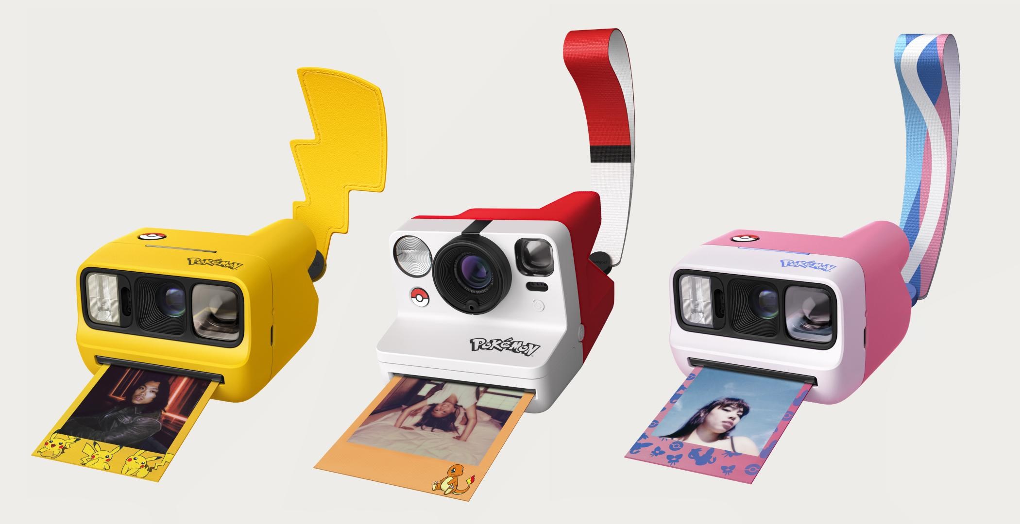 The three limited edition instant cameras part of Polaroid's new Pokémon collection.