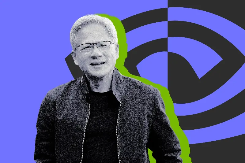 Digital photo collage of Nvidia CEO Jensen Huang.
