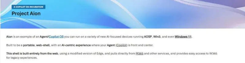 What is Project Aion