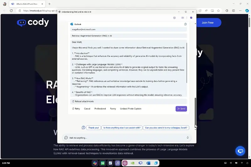 Outlook in Copilot OS