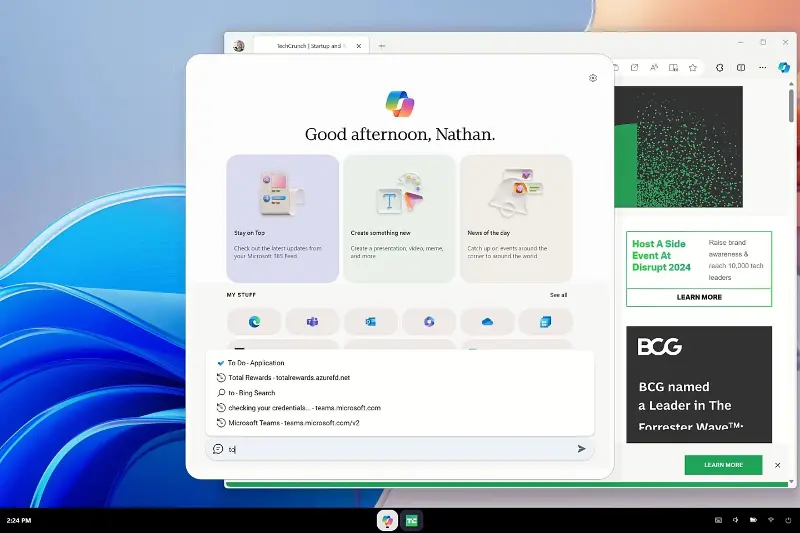 Opening MS To Do in Copilot OS