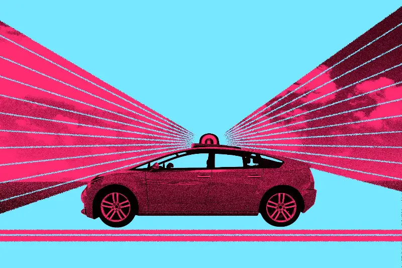 Photo illustration of an autonomous vehicle.