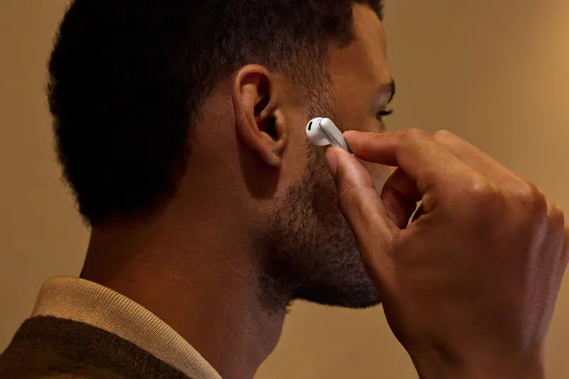 The Plaud One AI earbuds.