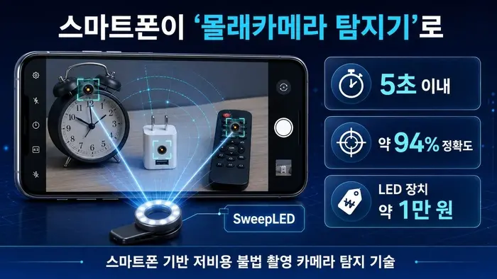 스마트폰으로 '몰래 카메라' 순식간에 高정확도로 찾아내...KAIST, 저비용 탐지 기술 개발