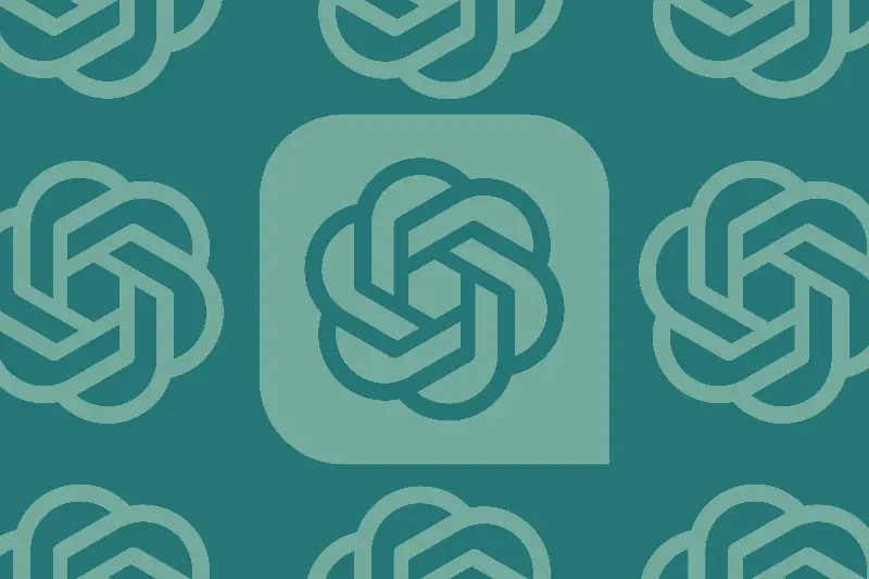 Chat GPT logo on a graphic green background.