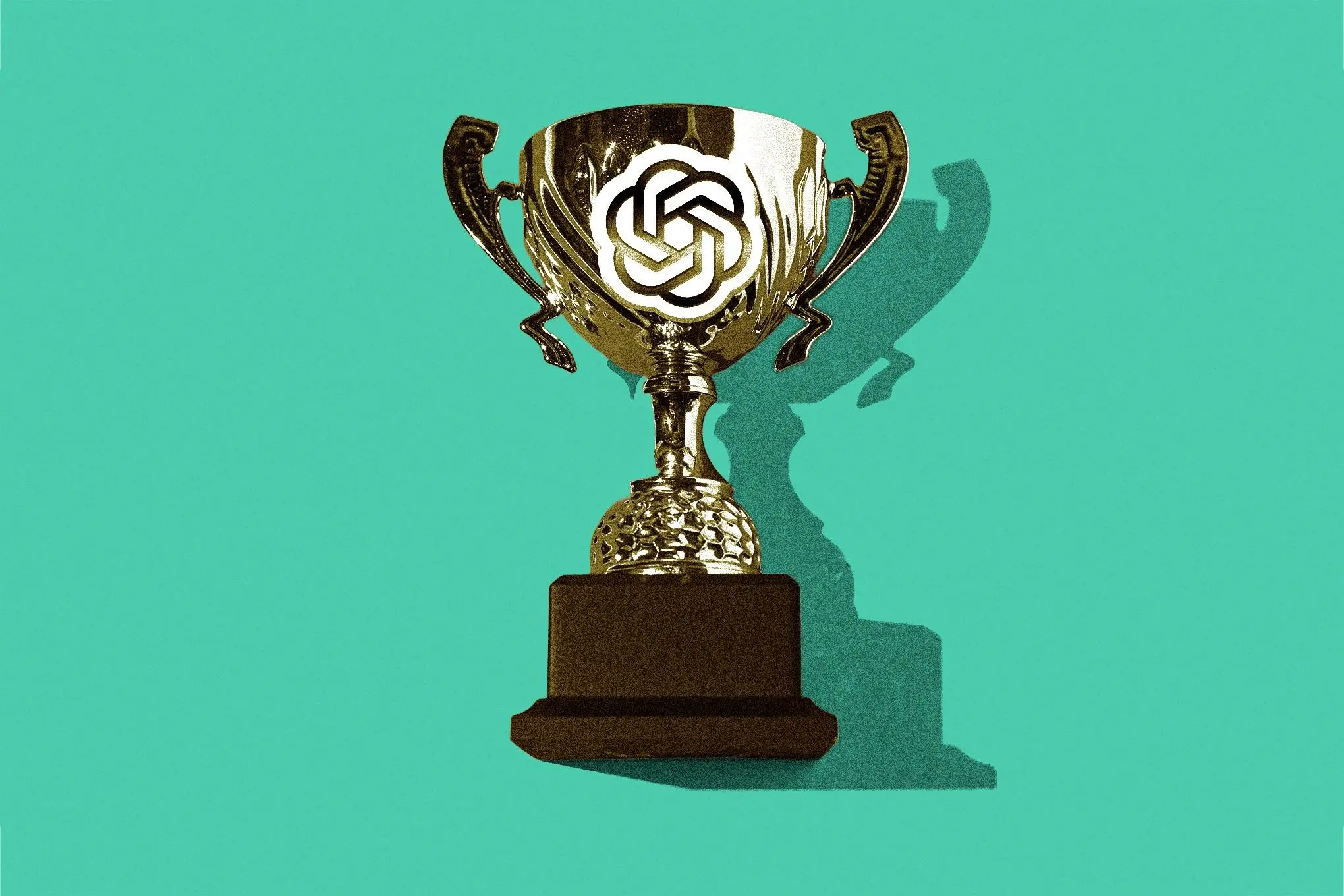 A trophy with OpenAI’s logo on it