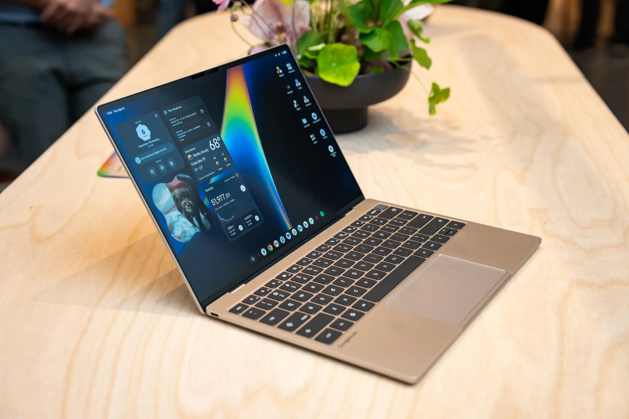 A photo of a Dell XPS Googlebook on a table.