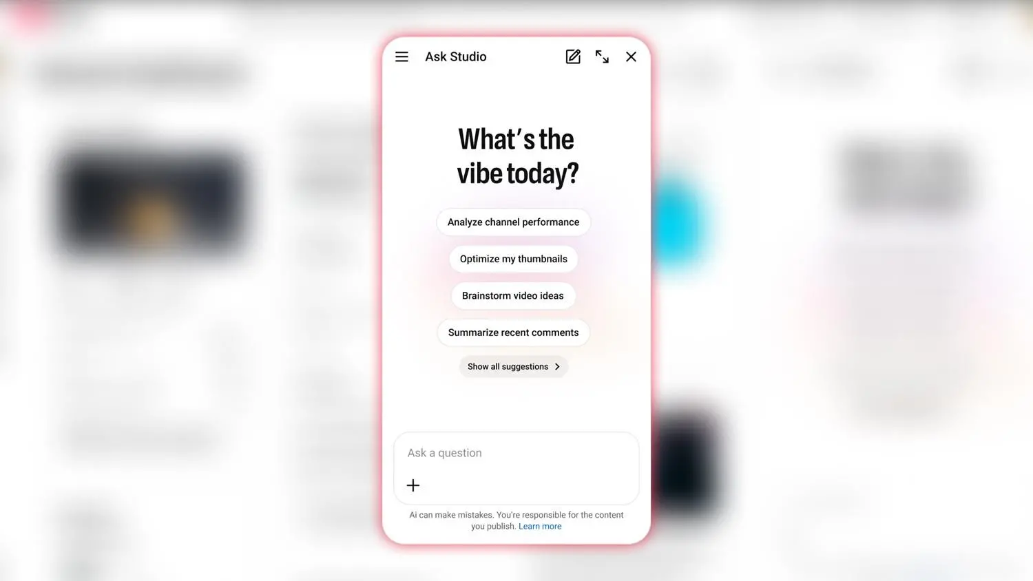 YouTube creator tool offering AI features like summarizing comments and editing.