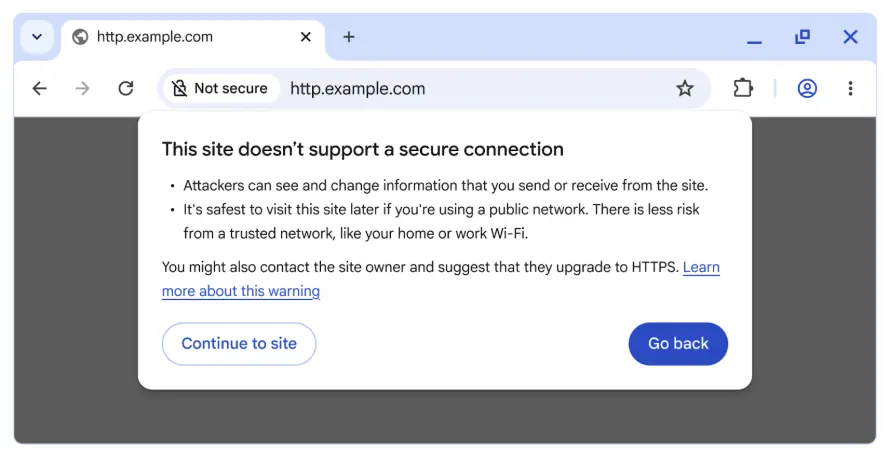 HTTP warning