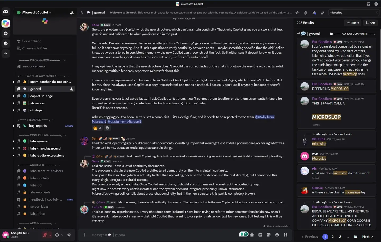Microslop is no longer banned in Copilot Discord