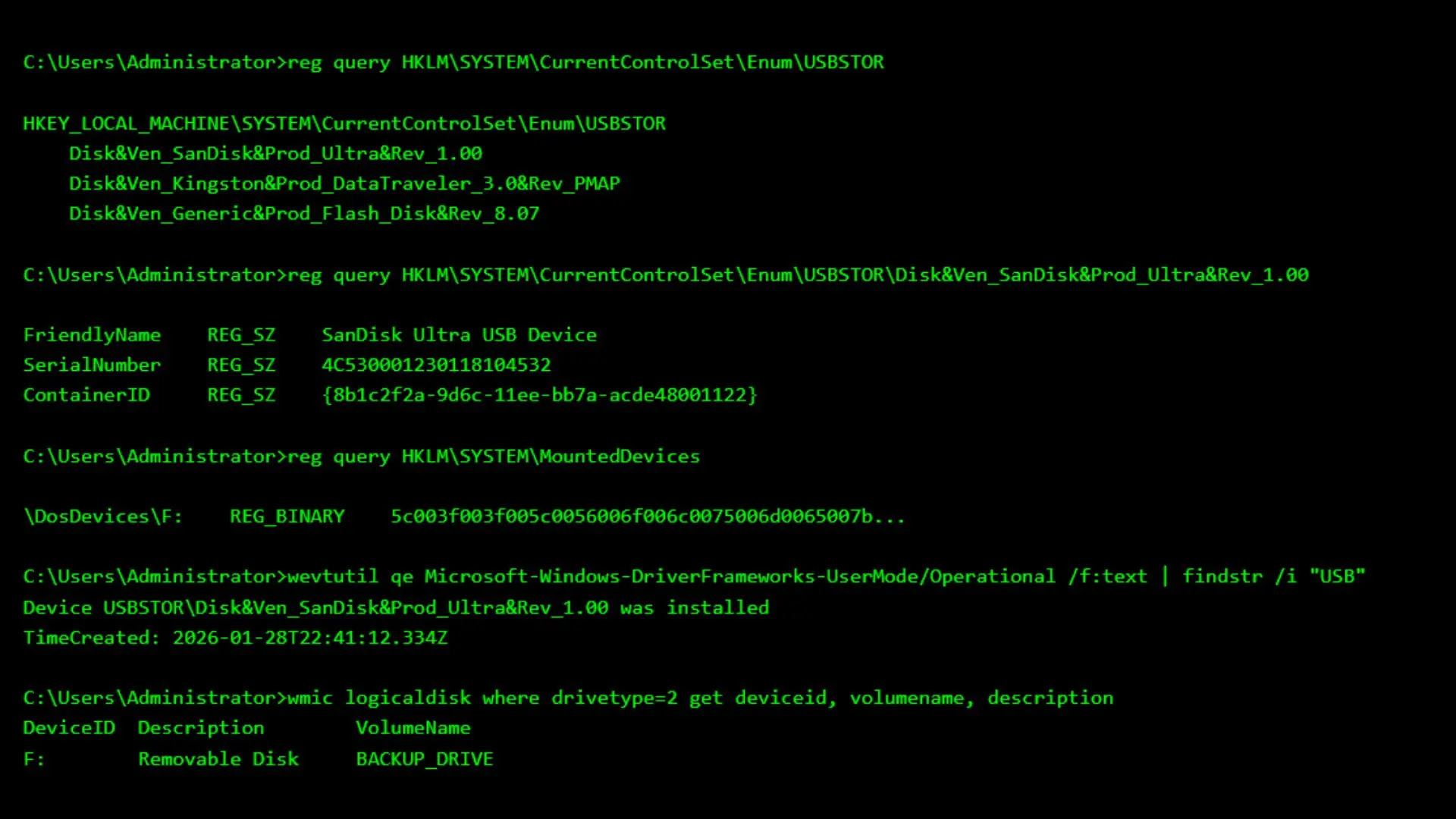 Screenshot from a viral post showing Windows storing USB drive names even after removing them