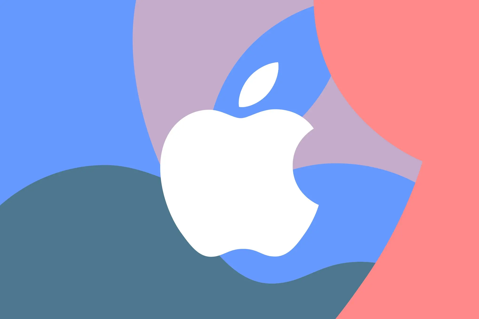 An image of the Apple logo on a colorful background.