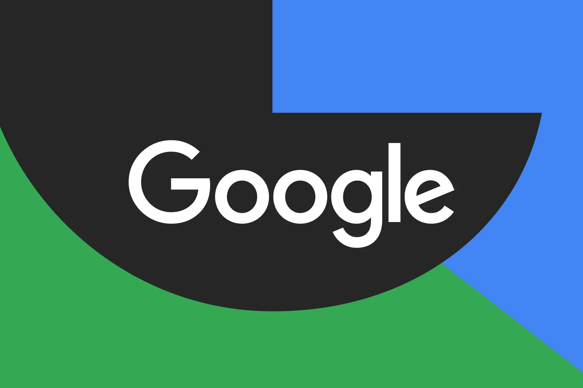 An illustration of the Google logo on a black, green, and blue background.
