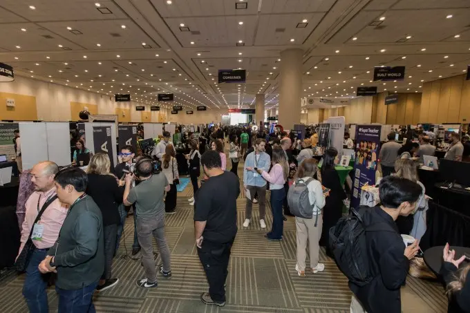 The expo hall at TechCrunch's 2025 Disrupt event