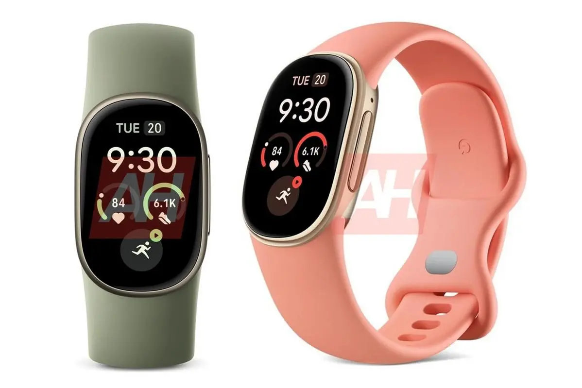Two images of the Google Fitbit Edge fitness tracker.