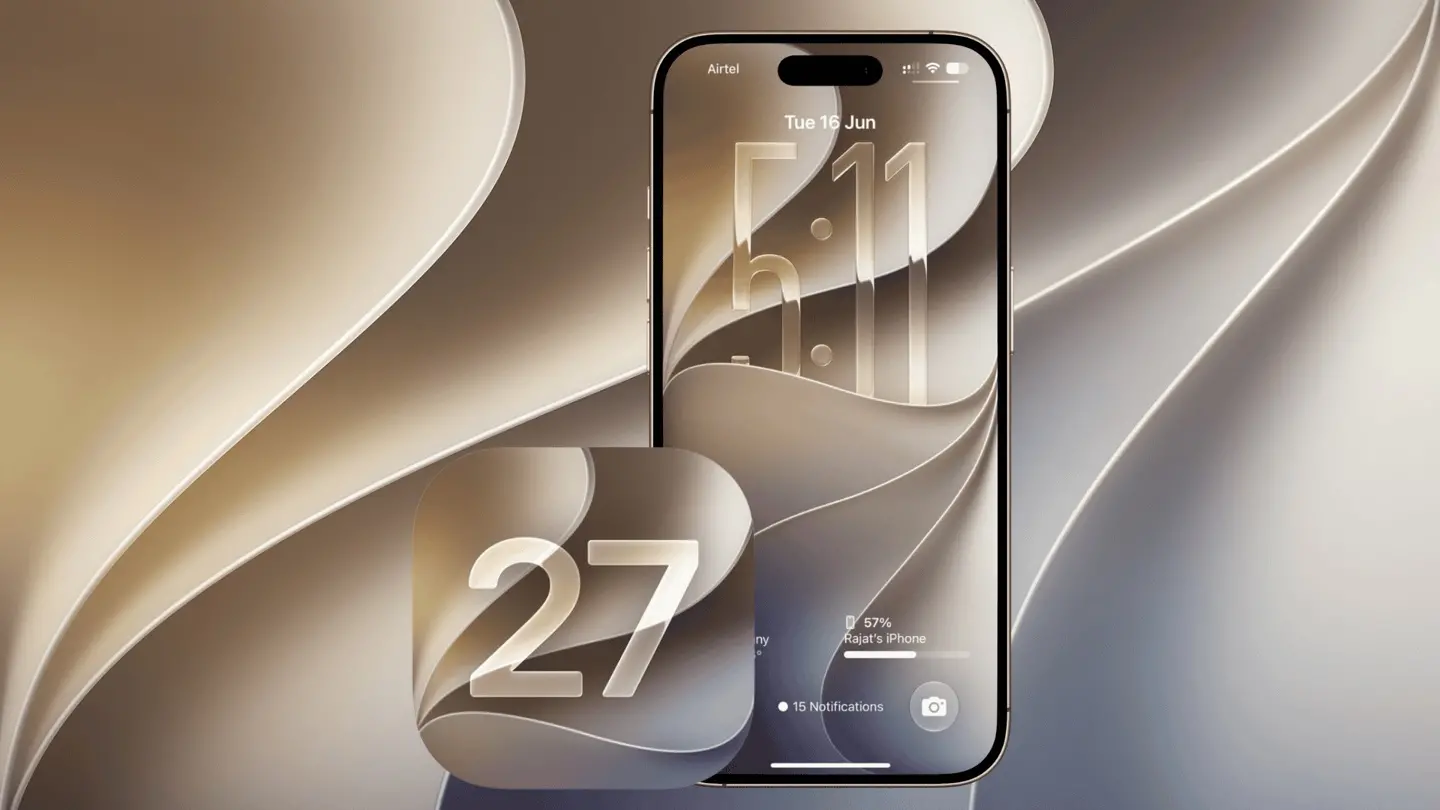 An iPhone displaying the iOS 27 interface