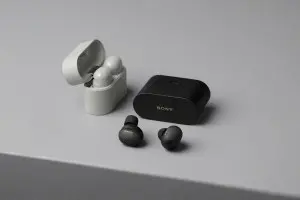 The Sony WF-1000XM6 earbuds in both black and grey.