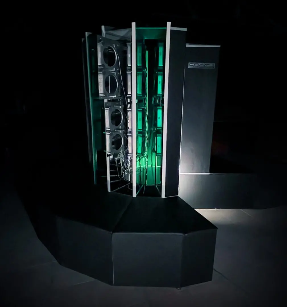 Photograph of the museum's mac mini-powered Cray display