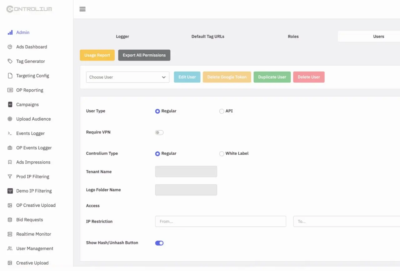 Controlium advertising/spyware control panel.