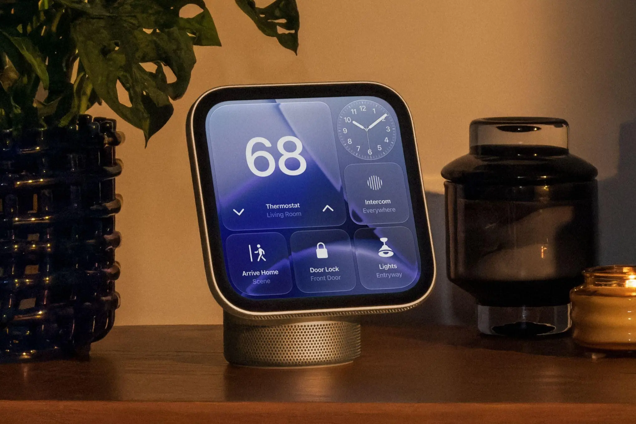 The Apple HomeView displayed on a desk.