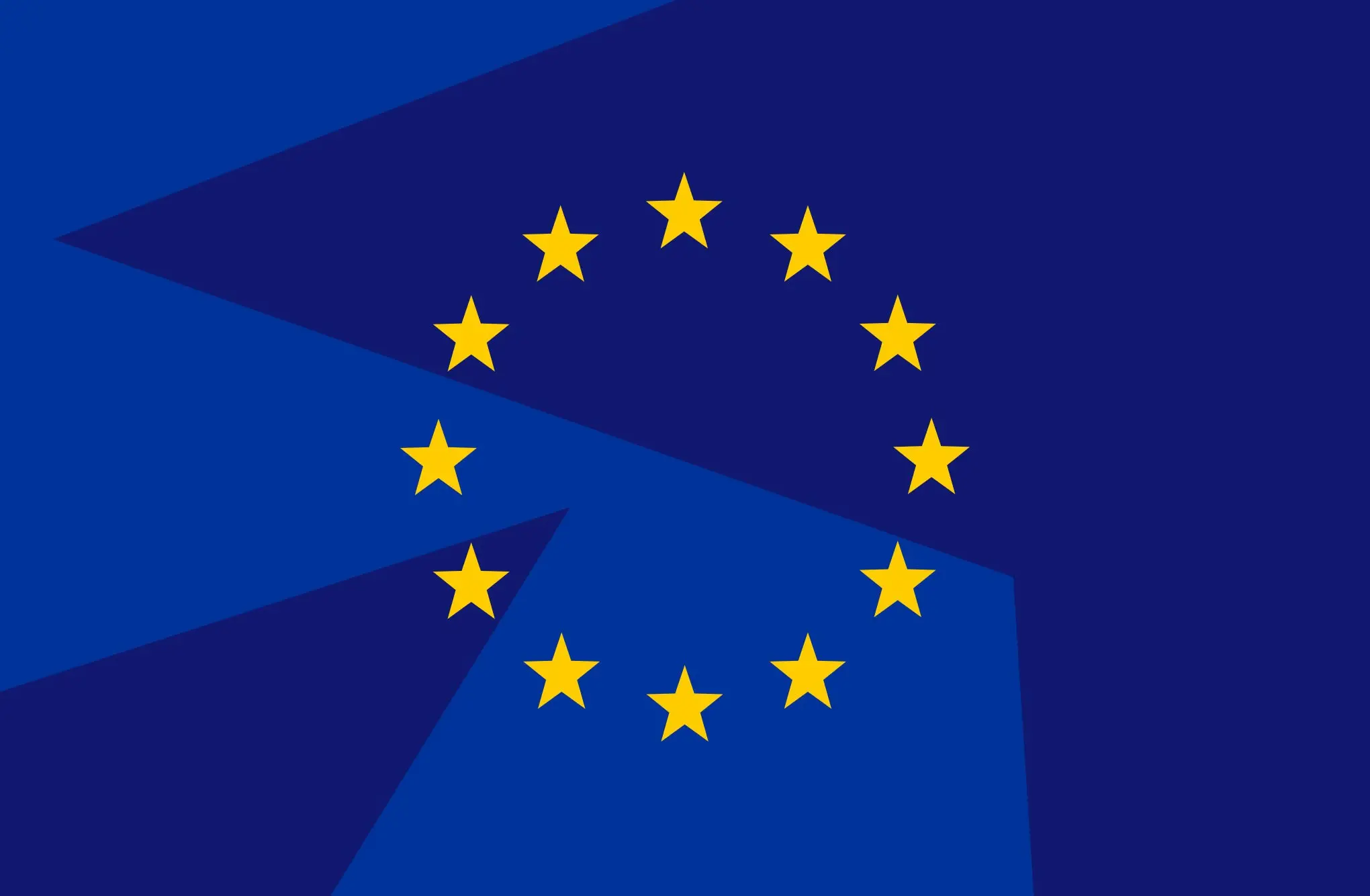 The European Union flag against a blue backdrop.