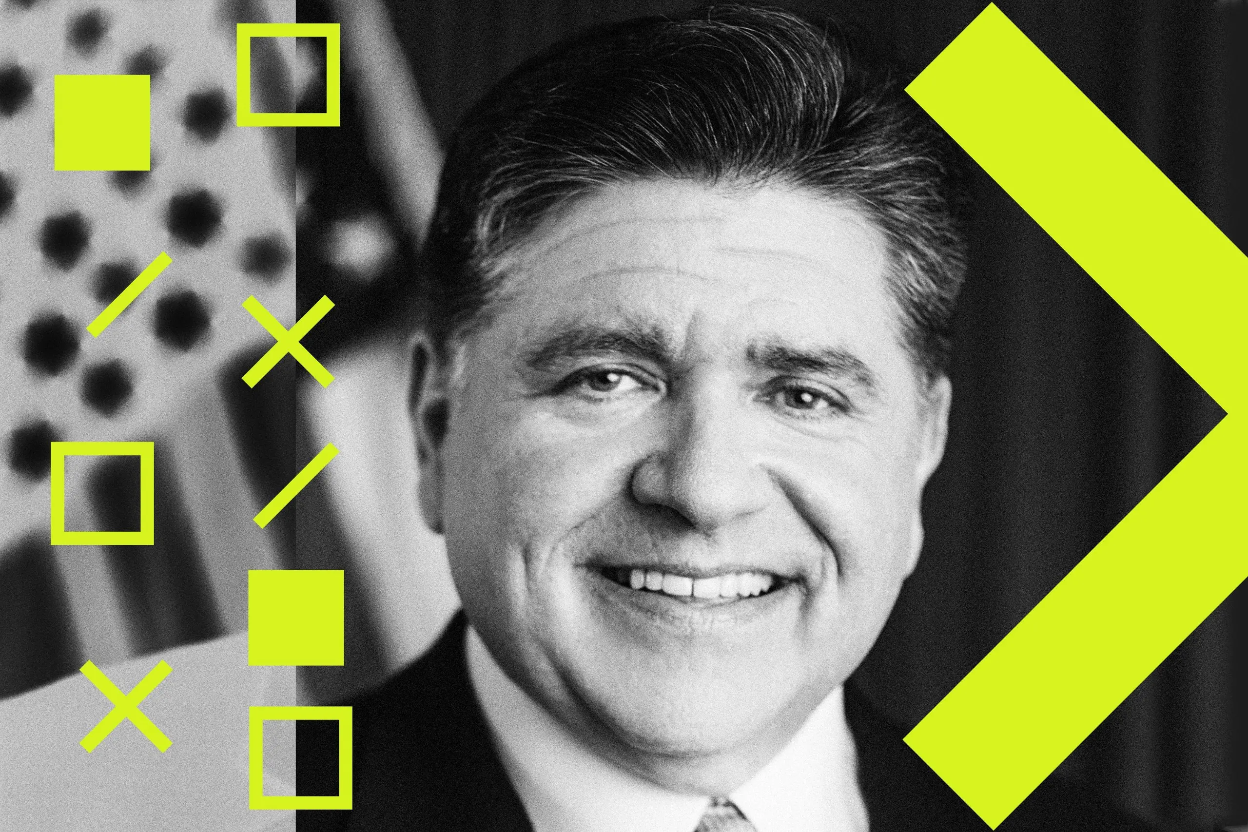 A stylized portrait of IL Gov. JB Pritzker
