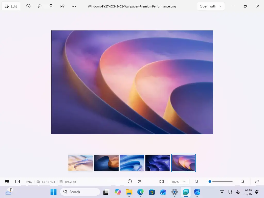 Photo Viewer's filmstrip lets you move between images in the same folder.
