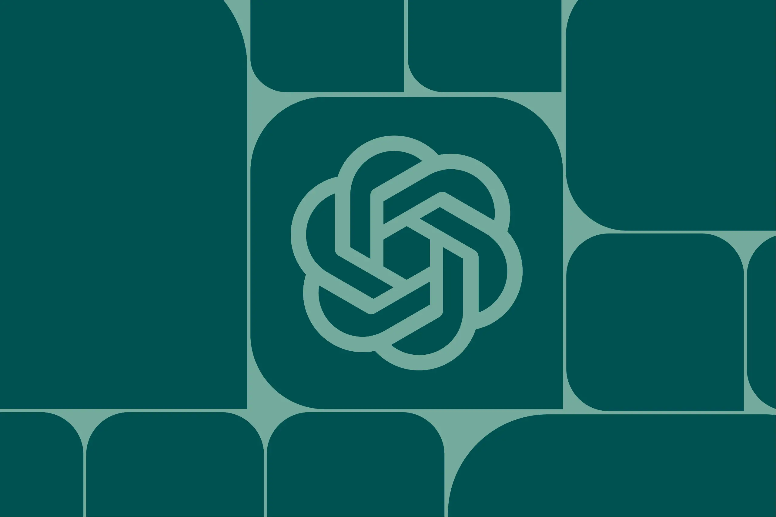 Chat GPT logo on a graphic green background.
