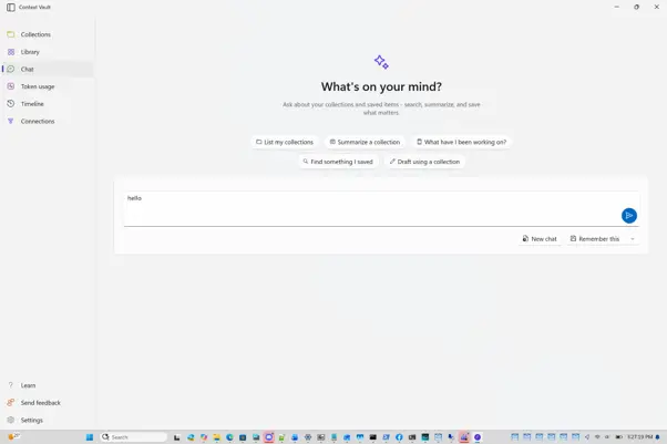 The Chat page in Context Vault lets you ask AI about everything you saved.