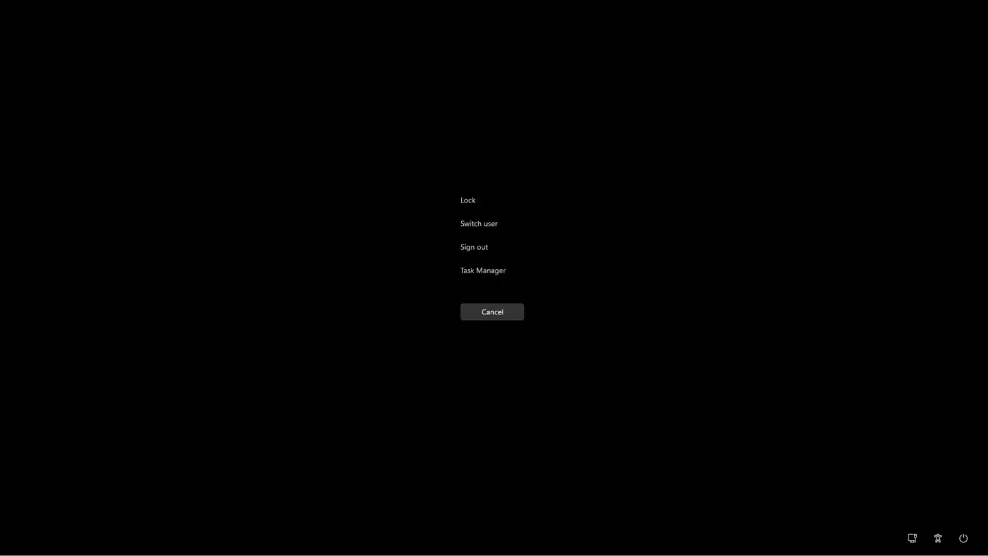 Pressing Ctrl+Alt+Del in Windows 11 opens the security screen