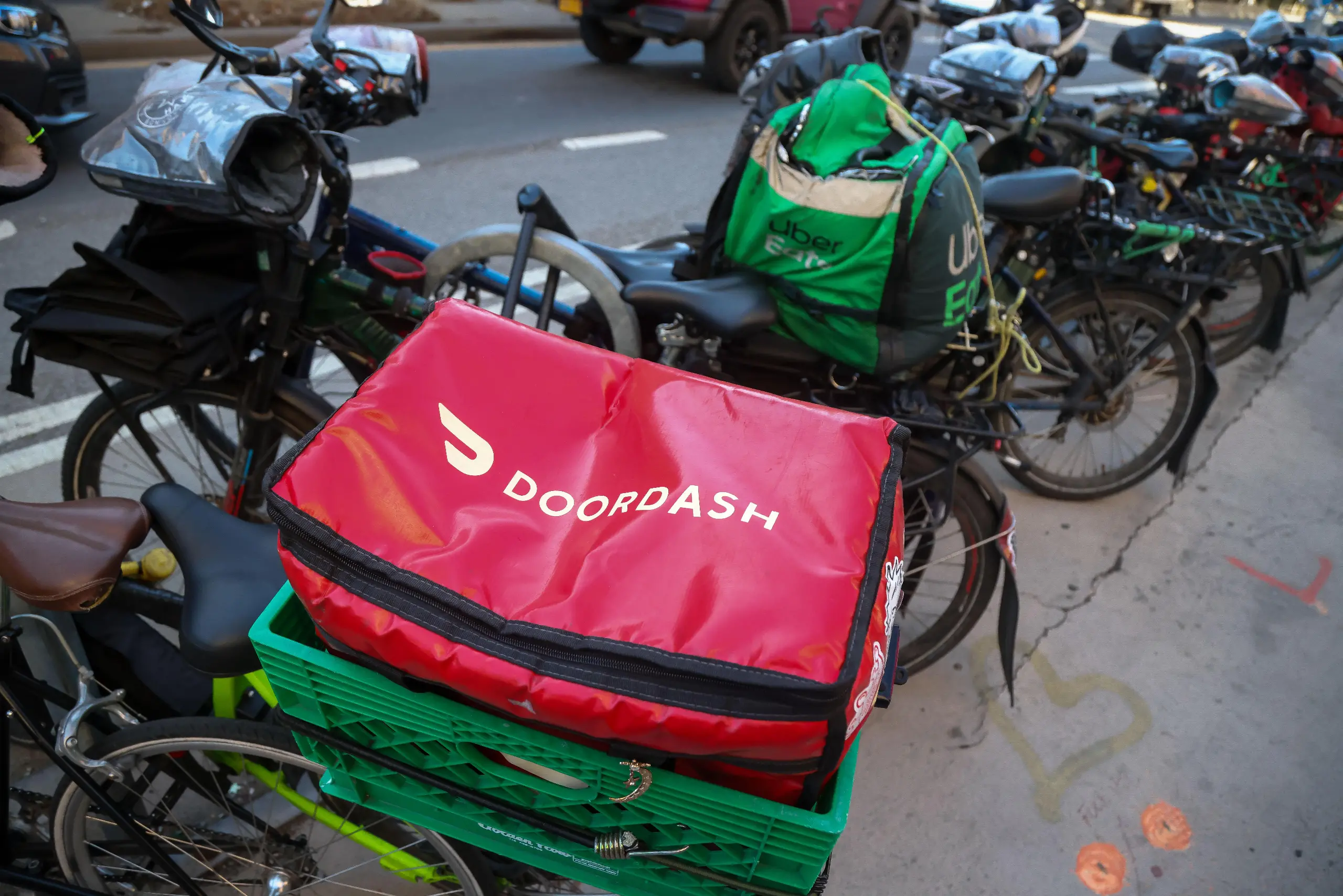 A DoorDash bag in the Brooklyn borough of New York, US, on Thursday, Jan. 15, 2026. 