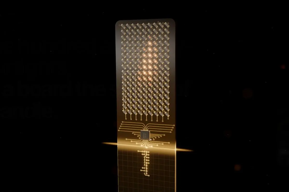 A close-up of the Digital Candle’s grid of LEDs.