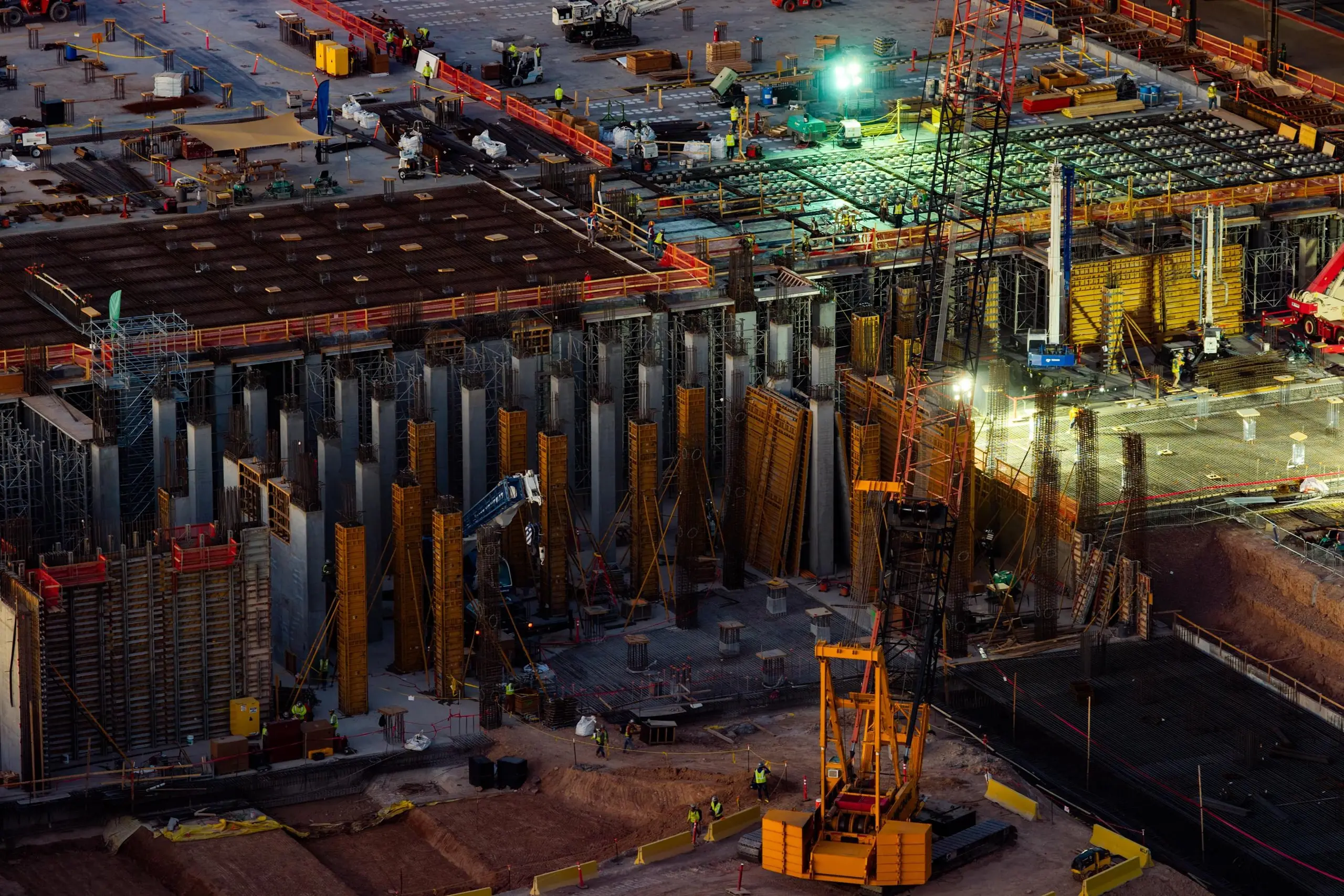 Aerial view of a data center under construction.
