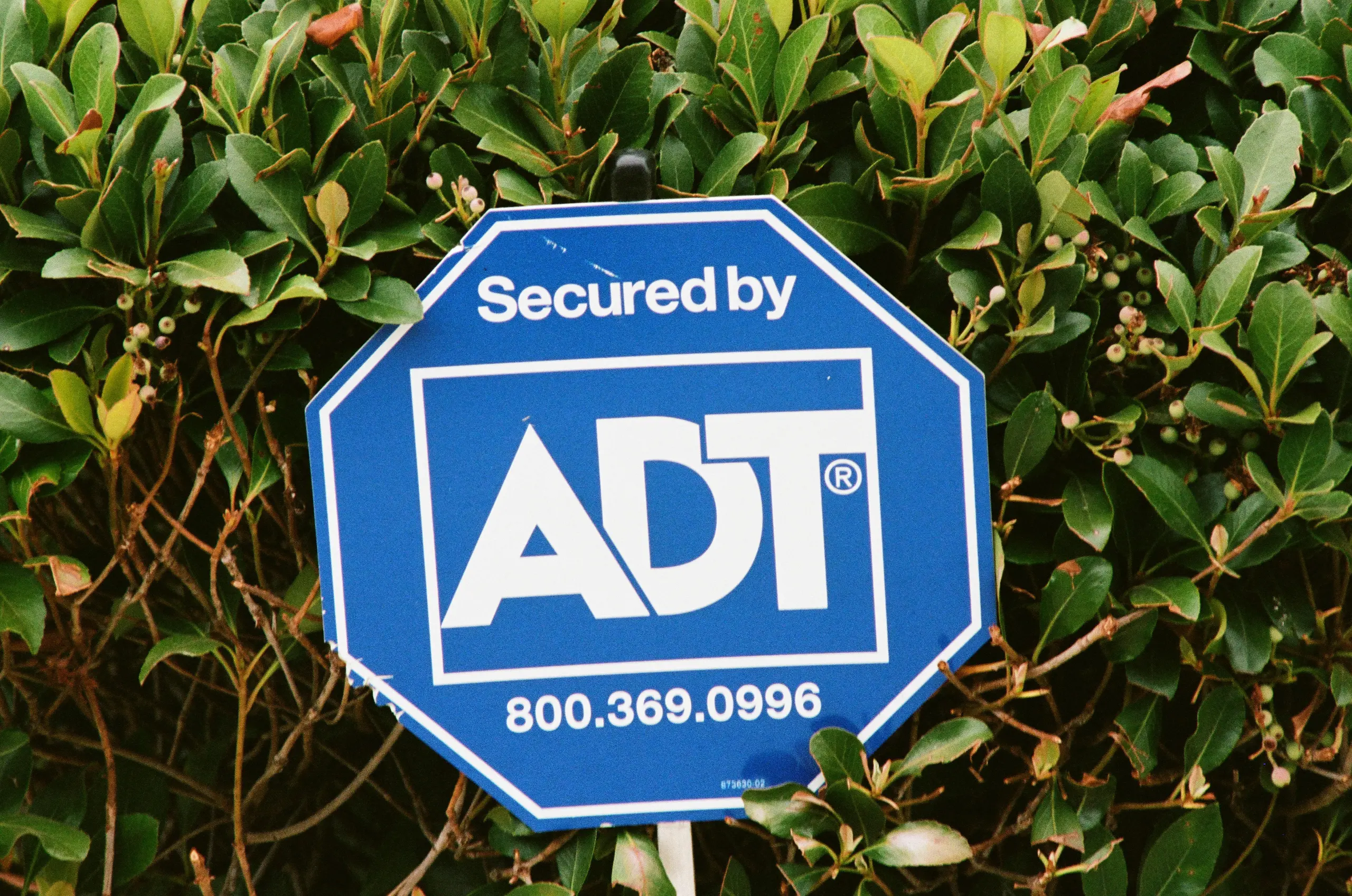 A blue “Secured by ADT” sign.