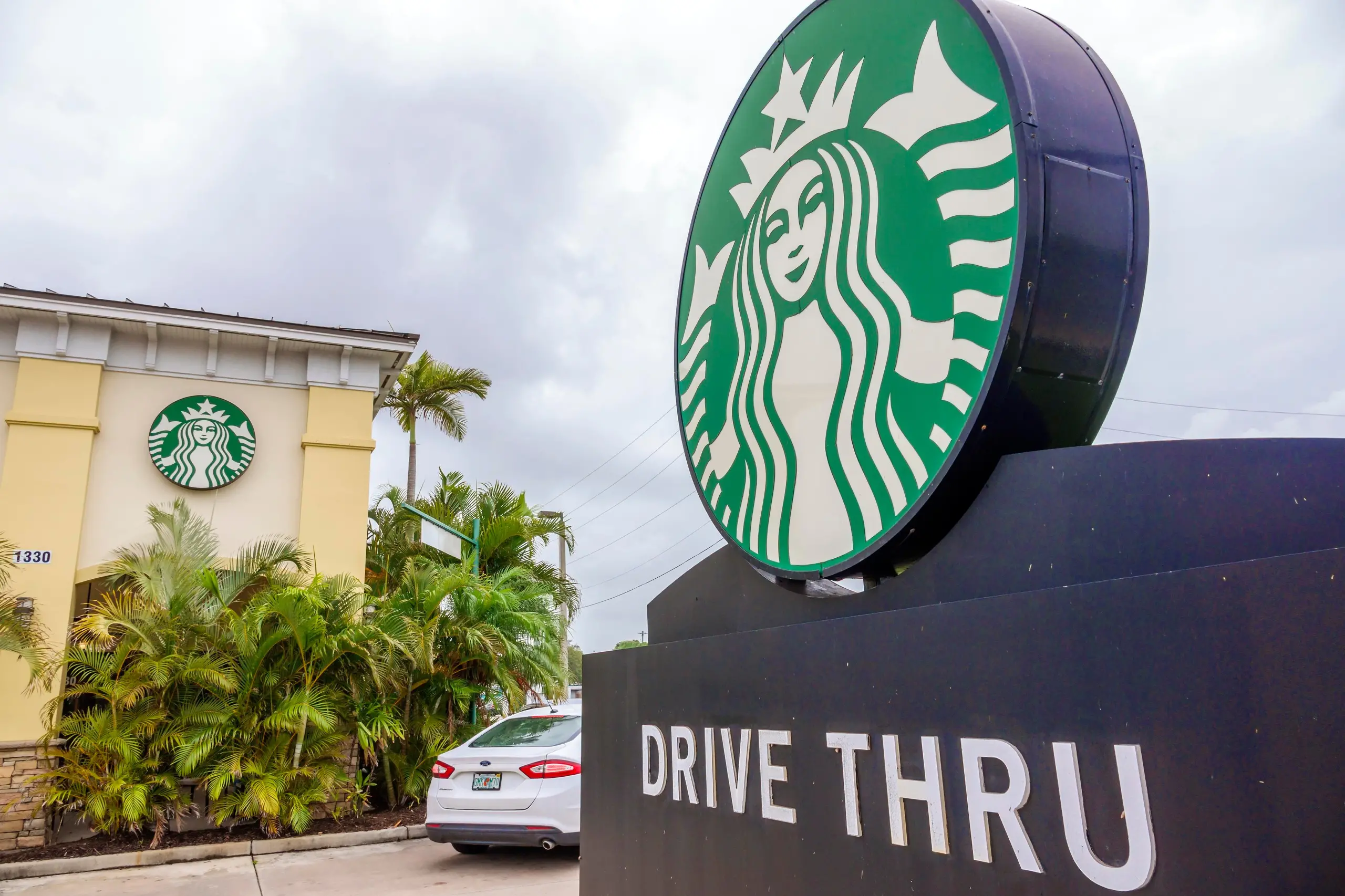 A photo of a Starbucks drive-thru